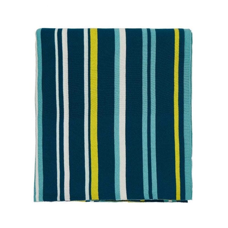 Mr Fox Striped Knitted Throw By Scion In Teal Green